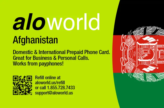 Call Afghanistan from United States or Canada cheap and easy with a calling card.