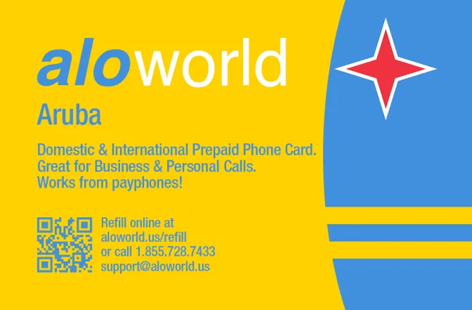 Call Aruba from United States or Canada cheap and easy with a calling card.
