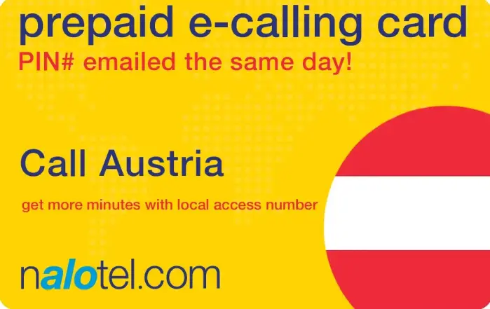 Nalotel Austria calling card for affordable international calls from USA and Canada
