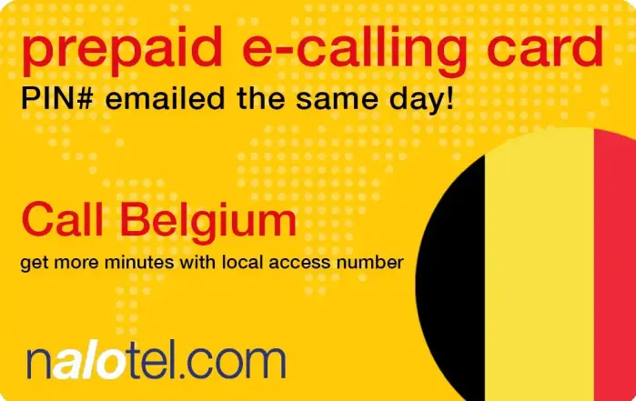 Nalotel Belgium calling card for affordable international calling from USA and Canada