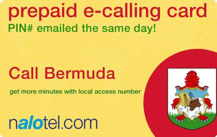 Nalotel Bermuda calling card for affordable international calls from USA and Canada