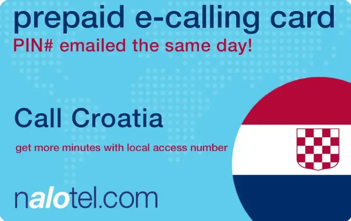 Nalotel Croatia calling card for affordable international calls from USA and Canada