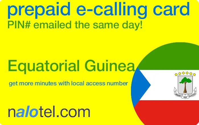 Nalotel Equatorial guinea calling card for affordable international calls from USA and Canada