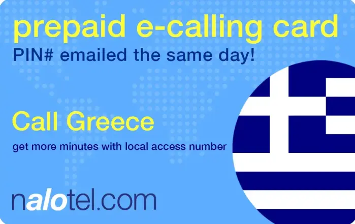 Nalotel Greece calling card for affordable international calls from USA and Canada