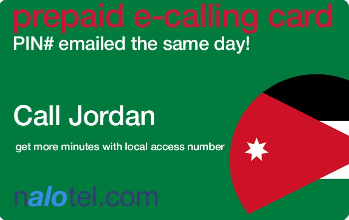 Nalotel Jordan calling card for affordable international calls from USA and Canada