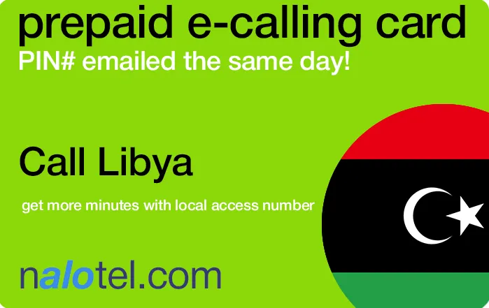 Nalotel Libya calling card for affordable international calls from USA and Canada
