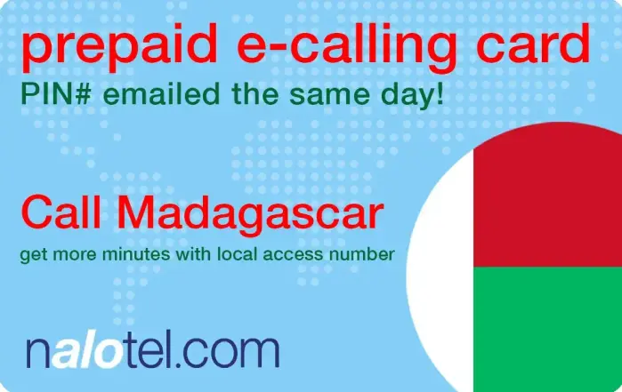 Nalotel Madagascar calling card for affordable international calls from USA and Canada