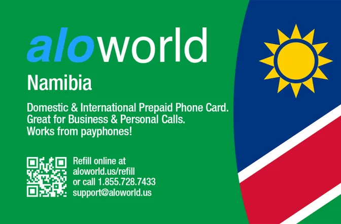 Call Namibia from United States or Canada cheap and easy with a calling card.