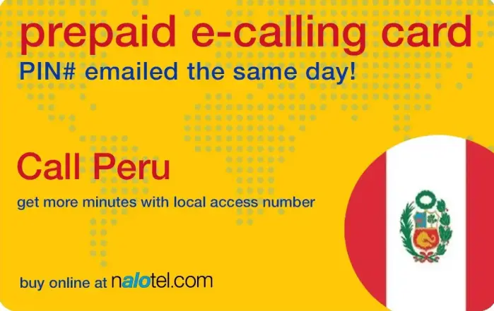 Nalotel Peru calling card for affordable international calls from USA and Canada