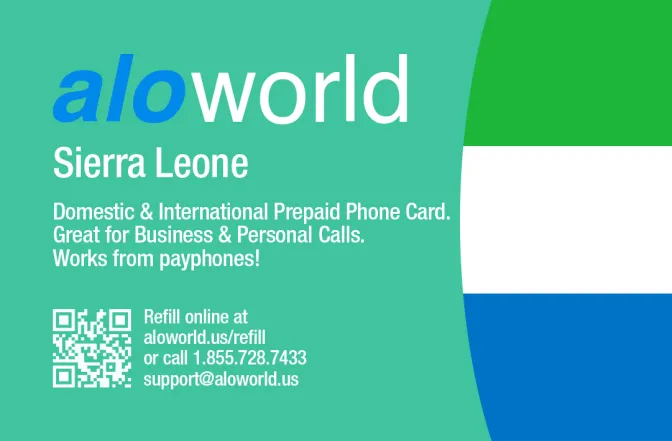 Call Sierra Leone from United States or Canada cheap and easy with a calling card.