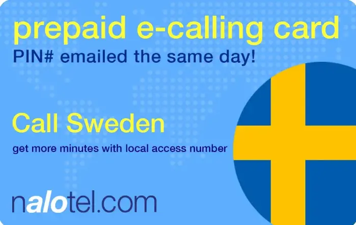 Nalotel Sweden calling card for affordable international calls from USA and Canada