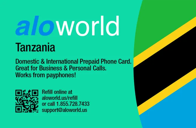 Call Tanzania from United States or Canada cheap and easy with a calling card.