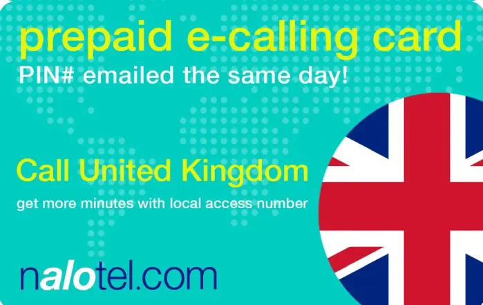 Nalotel United kingdom calling card for affordable international calls from USA and Canada